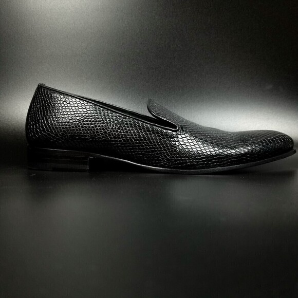 NEW MEZLAN Venetian Snake Leather Slip On Loafers Dress shoe 12 Black Old Money main image 11